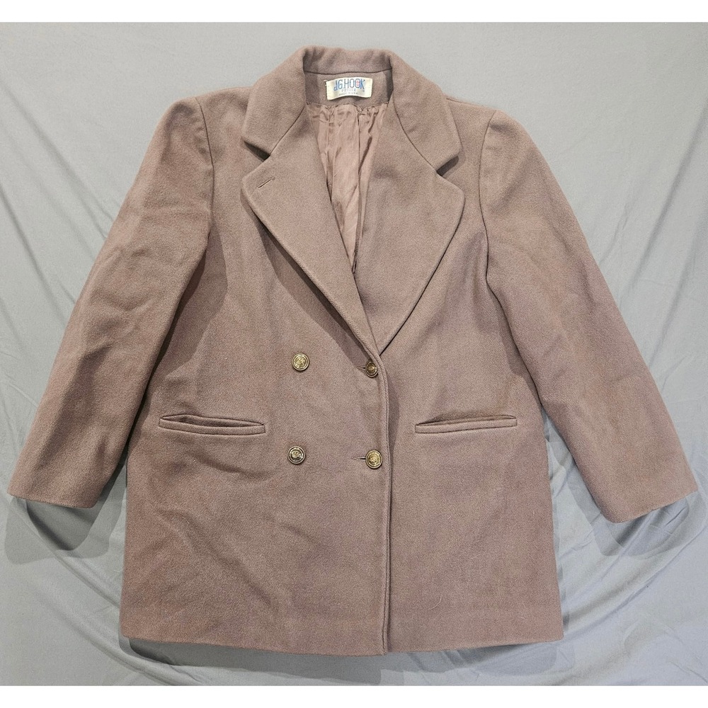 Vintage J.G. Hook Wool Coat USA Women Petite Brown Excellent Double Breasted